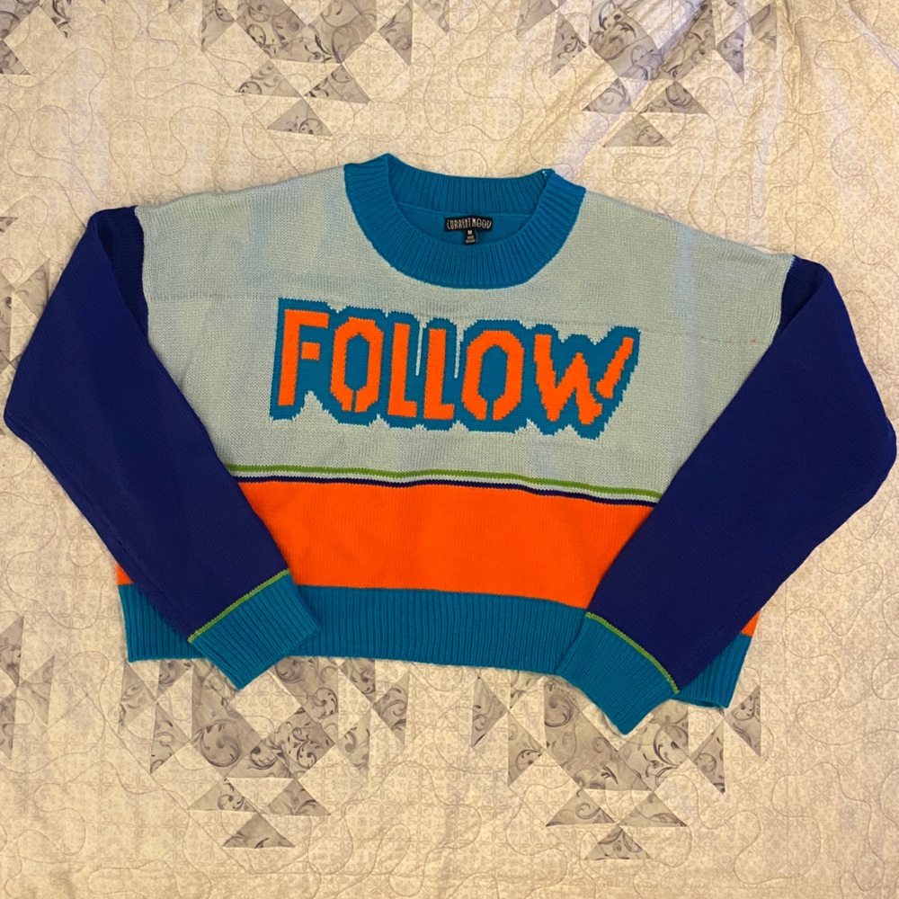 Current Mood Blue and Orange Knit Sweater